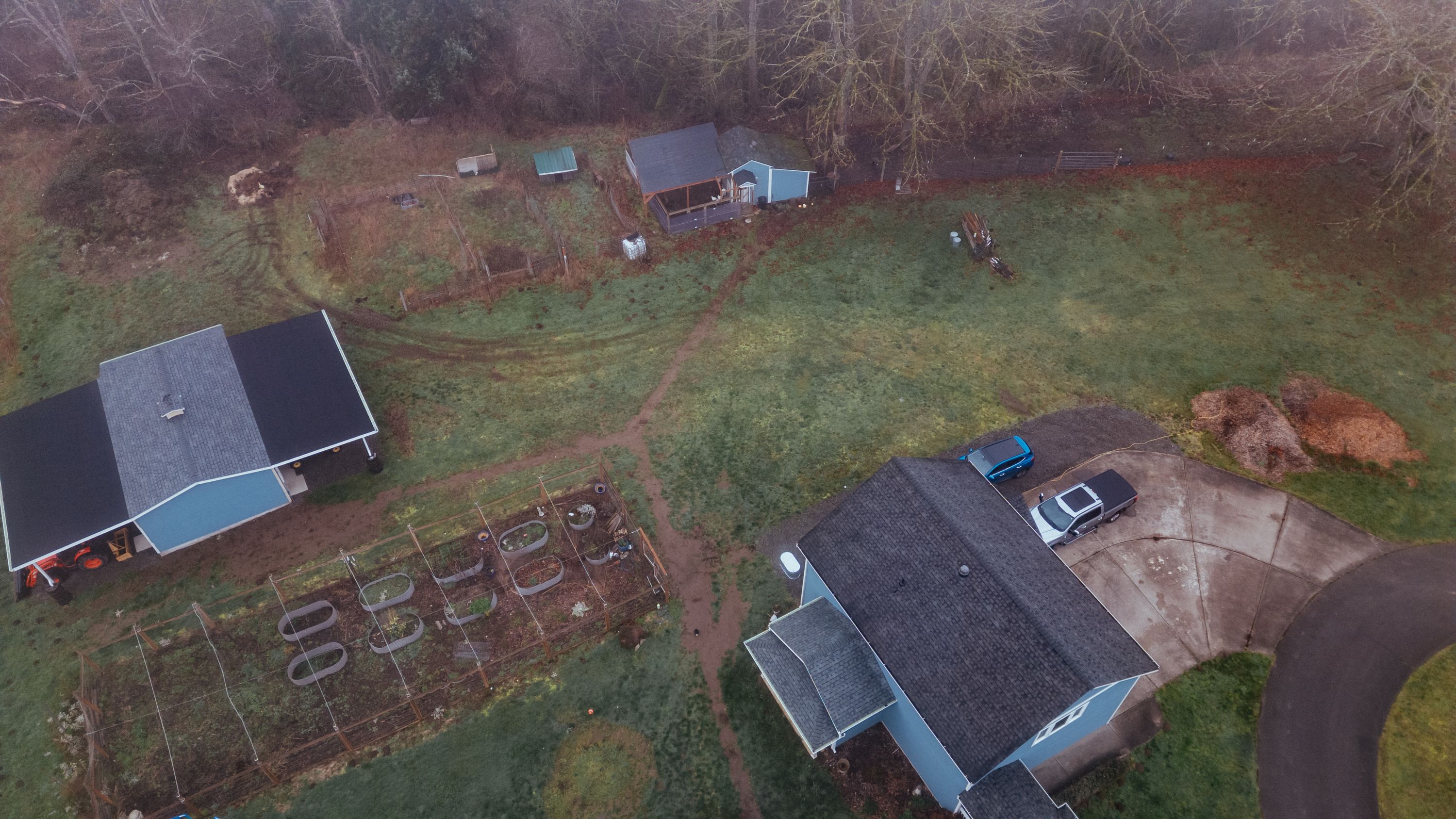 Aerial view of the farm
